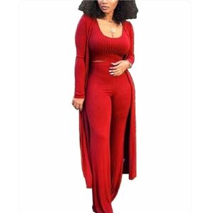 3 Piece Red Pants Set